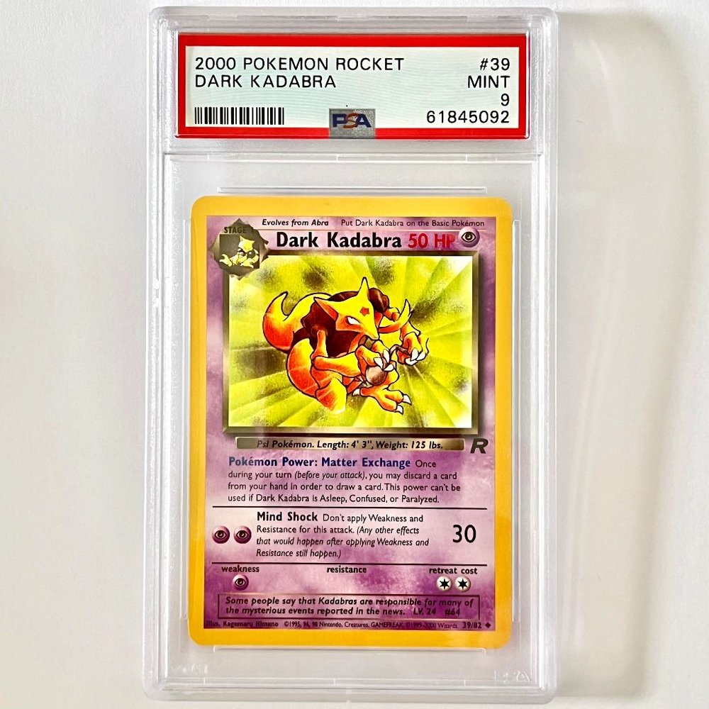 PSA 9 Dark Kadabra Mint 39/82 Team Rocket Unlimited 2000 Pokémon 61845092